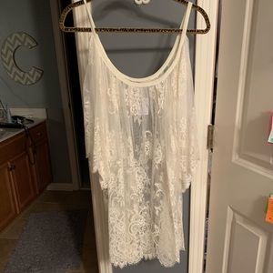 Free People cold shoulder White Lace Dress